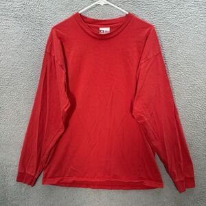 Vintage Bayside Shirt Adult Extra Large Red Heavyweight Long Sleeve 1990s Y2K
